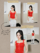off-shoulder frill corset pad tube top
