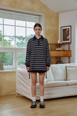 ARETE STRIPE OVERFIT COLLAR T-SHIRT / NAVY