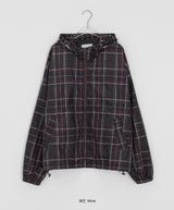 [unisex] キャンバーチェックフードウィンドブレーカー