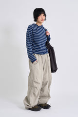 Diagonal button knit hoodie