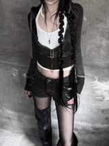 vintage washed slim hood zip-up