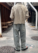 [Unisex] リネンクロップチェックシャツ ver.2(3color)