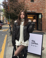Kati Real Raccoon Fur Leather Jacket