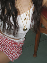 チャビーイニシャルネックレス (7 Letters, Gold)