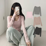 ヨリダンガラワイドネックスリムロングスリーブTシャツ