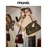 muva. 本革 ボウリング風 ショルダーバッグ