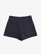 pintuck short denim pants