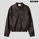 Brick pocket leather jacket