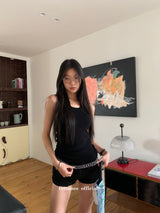 Underband lettering black sleeveless top