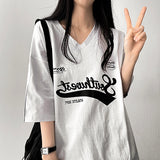 Tトラックライン Vネック半袖Tシャツ