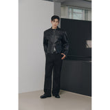 エッセンシャルクラックレザーバイカージャケット(Black)