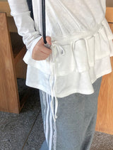 Pilfer Lace Brushed Banding Wide Pants
