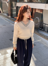 Cashmere Cable Stitch V-neck Knit (5color)