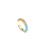 Powder Blue Color Stone Setting 925 Silver Ear Cuff E028-07G-B