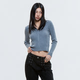 (DUC) Zip-Up Cardigan Gray