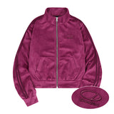Velour Sporty Track Crop Zip-Up