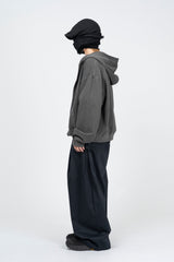 Vintage Washing Crop Hooded Zip-Up