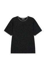 キルステッチセミマッスルフィットニットショートスリーブTシャツ