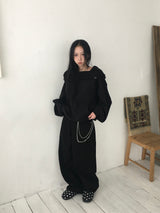 [Off-Shoulder Available] Robe Pintuck Big Hooded Sweatshirt (2c)