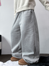 FLEECE-PICKABLE ❤‍🔥M-XL❤BASIC WIDE LONG PANTS UNISEX🖤🩶2COLOR