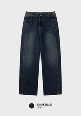 Owen Vintage Back Banding Side Cut Wide Denim Pants