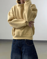 Urban crop high-neck fleece hoodie