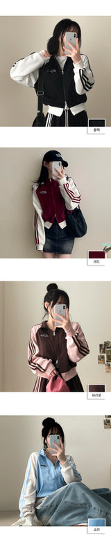 Tory Two-Way Track Line Coloring Embroidery Zip-Up