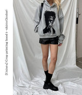 [Unisex] クロッププリンティングフードTシャツ(3color)