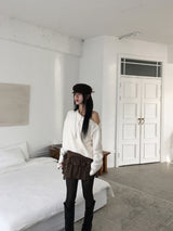 Unbal zipper loose knit