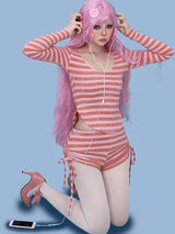 lilly striped shirring knit shorts (3color)