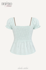 Mint Mocha Eyelet Blouse