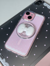 cute ribbon phone grip - white (magsafe)