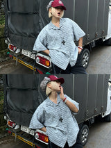 BiBi WASHING CHECKERED HALF-SHIRT