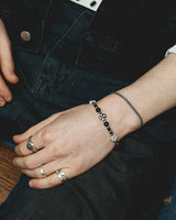 Clover beads stone bracelet BK (925 silver)