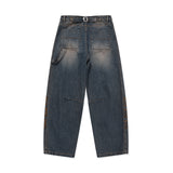 Vintage emblem denim pants / Muddy blue