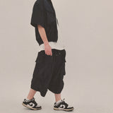 street shape capri shorts_black