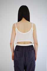 Linen blend Cutout top, Ivory