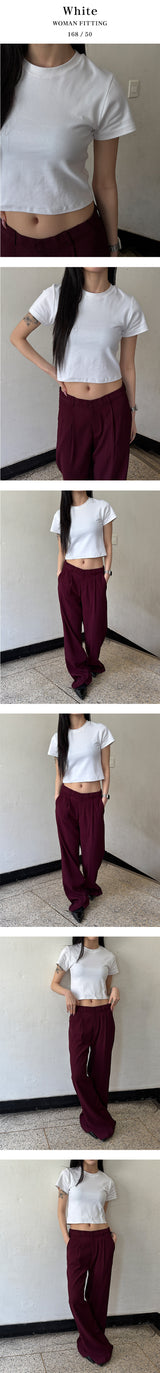 [BASIC ITEM] Basic semi crop t-shirts(4color)
