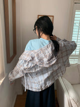 Bijoupe Loose-Fit Summer Check Hood Shirt