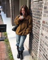 [10% wool] ハグアブルツートーンミックスドモヘアニット