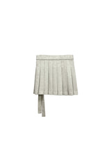 CLASSY HERRINGBONE WOOL SKIRT PANTS / IVORY