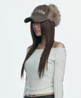 FAUX FUR LOGO EARFLAP CAP_BROWN