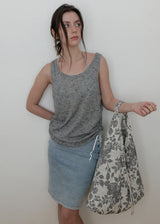 Linen Shirring Sleeveless Top_Dark Grey