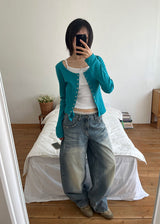 ピアッシングワイドデニムパンツ(S-L)