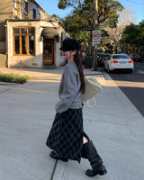 [ORIGINAL] Nouve Check Long Wool Skirt