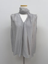 [Scarf SET] Sica V-Neck Sleeveless Blouse