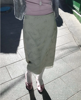 posy sheer & satin midi sk