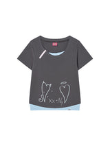 ZIPPER HEART TEE CHARCOAL