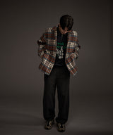 COZY HAIRY CHECK JACKET NAVY
