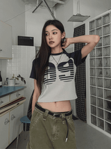 99 Raglan Cropped Knitwear Short-Sleeved